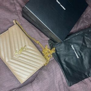YSL small leather side bag - tan